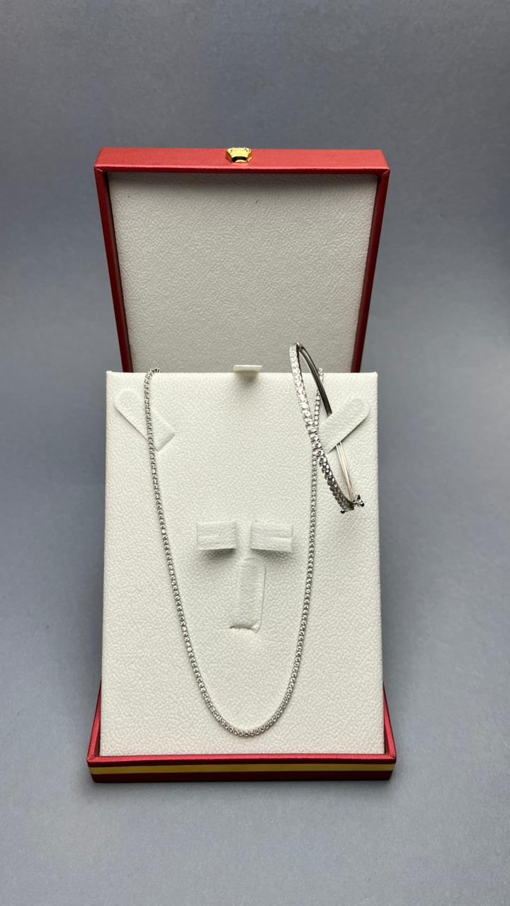 💎 سلسلة فضة 925 + Bracelet Rivière